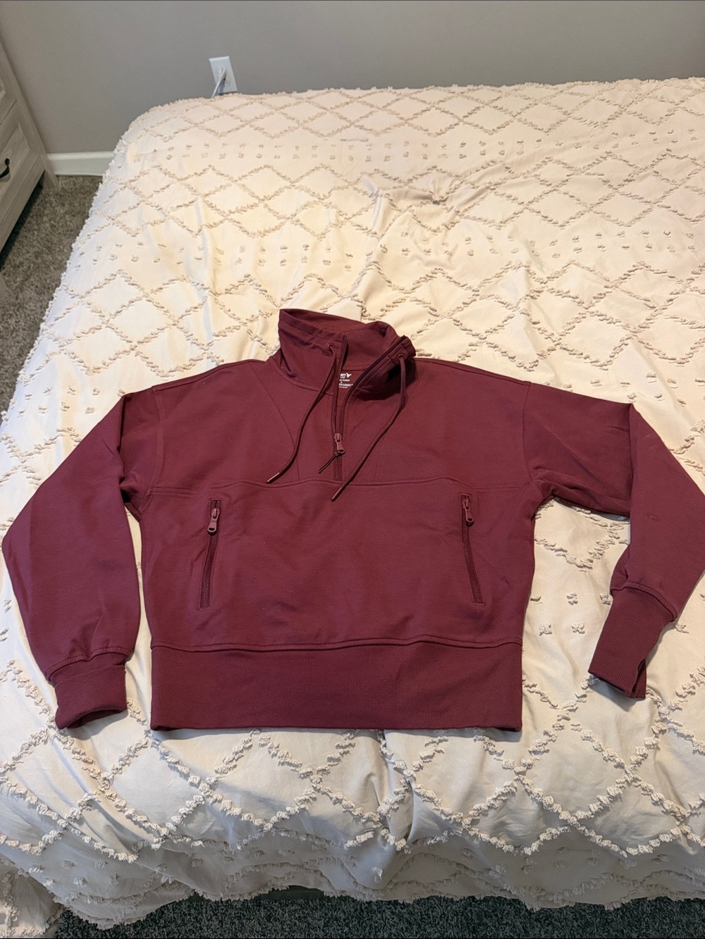 Women’s Half-Zip Pullover Hoodie Sweatshirt — Burgundy